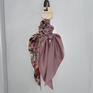 Aeropostale Mauve and Floral Hair Scarf Scrunchie Duo